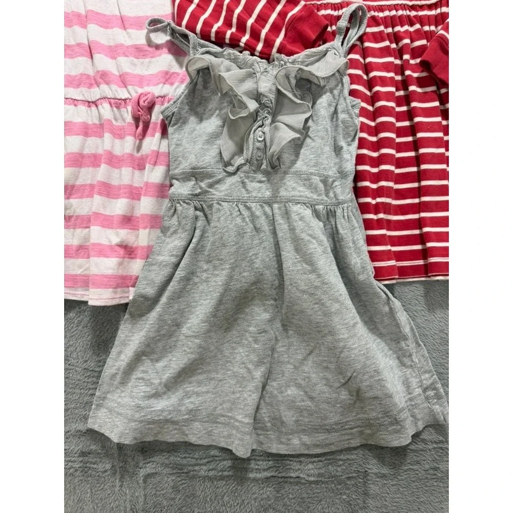 Hanna Andersson Lands End‎ Cherokee Girls Dress Bundle Striped Gray Pink Red 4 5